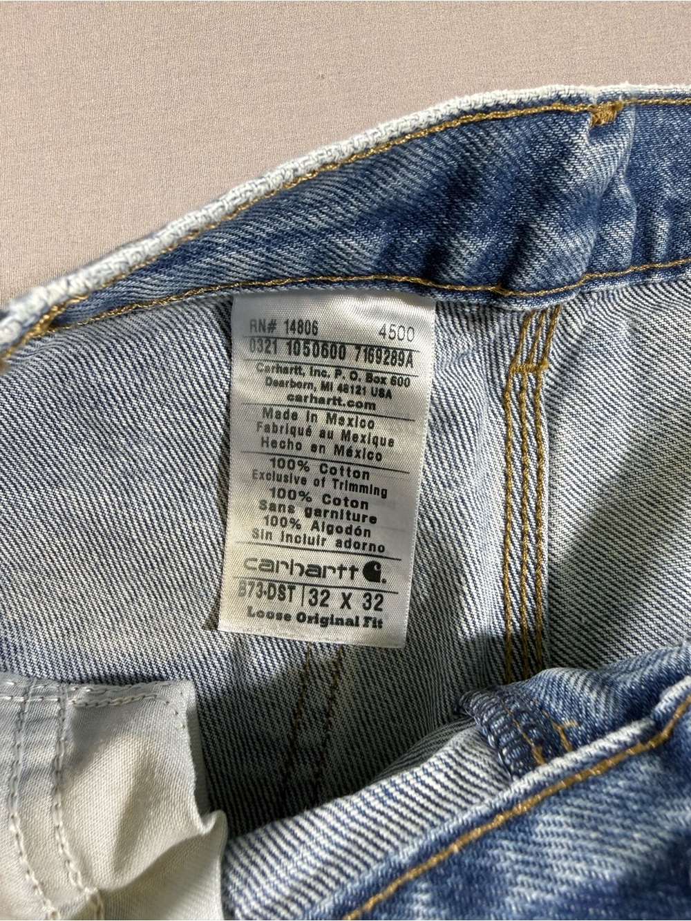 Vintage Carhartt Double Knee Carpenter Blue Denim Jeans - Picture 4 of 9